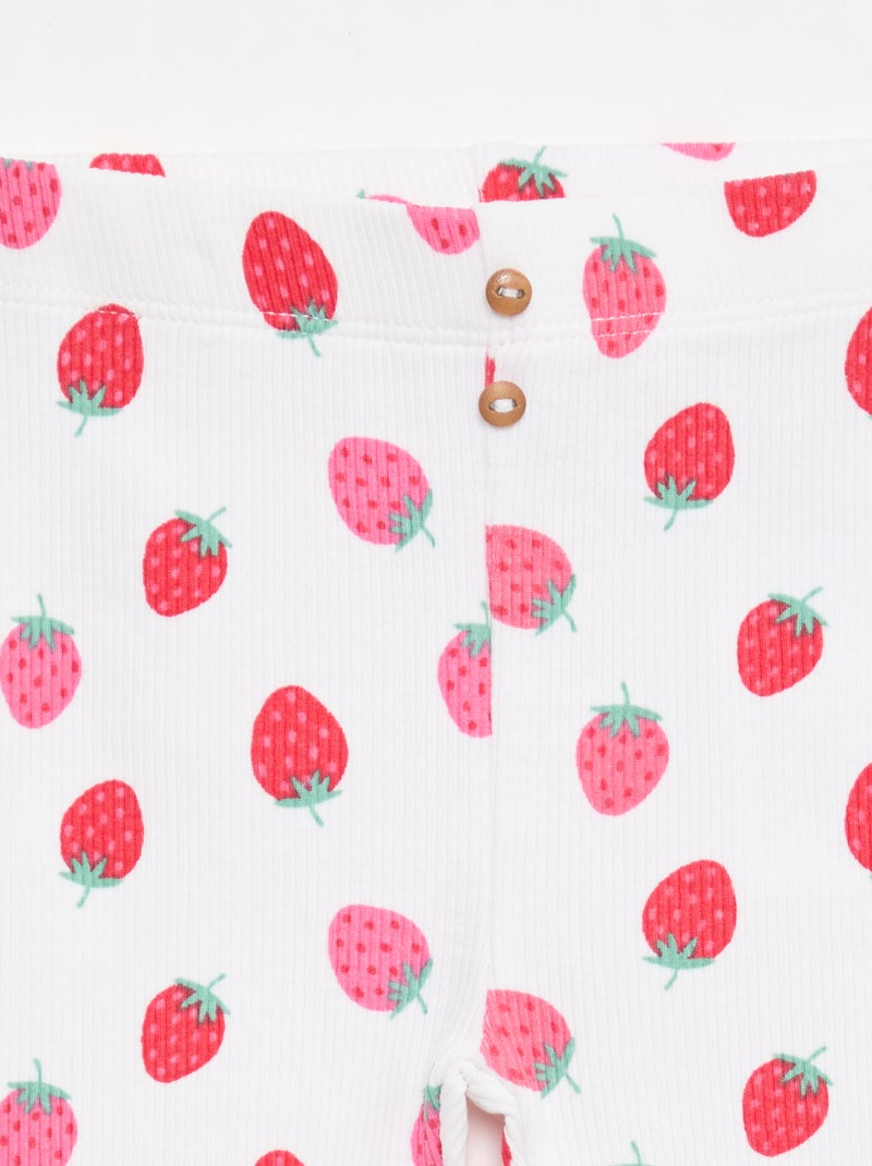 Lange legging van ribtricot met motiefje Wit - Kiabi