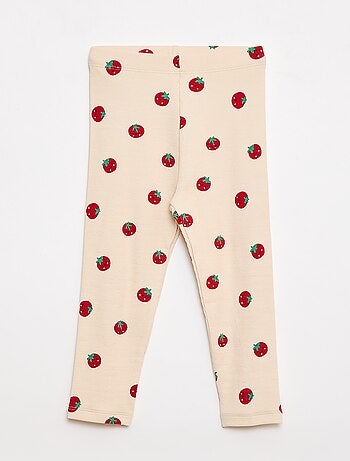 Lange legging van ribtricot met motiefje