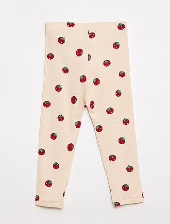 Lange legging van ribtricot met motiefje
