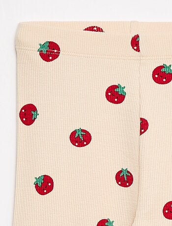 Lange legging van ribtricot met motiefje