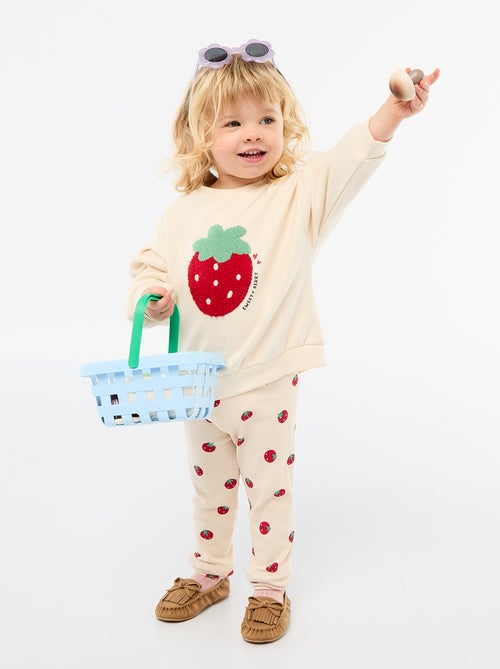 Lange legging van ribtricot met motiefje - Kiabi