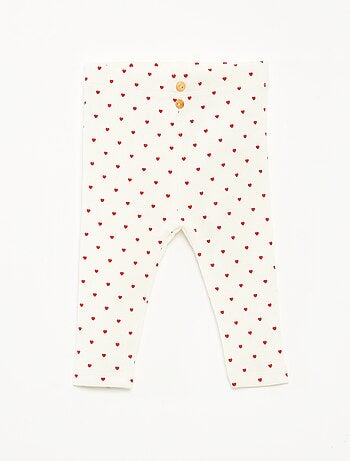 Lange legging van ribtricot met motiefje