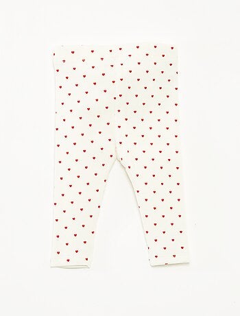 Lange legging van ribtricot met motiefje