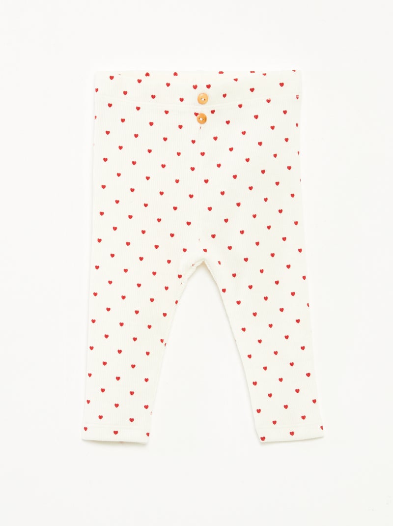 Lange legging van ribtricot met motiefje Wit - Kiabi