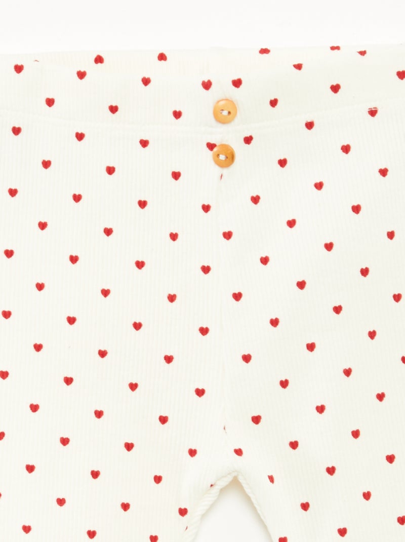 Lange legging van ribtricot met motiefje Wit - Kiabi