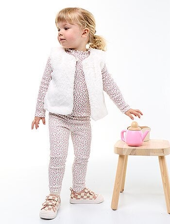 Lange legging van ribtricot met motiefje
