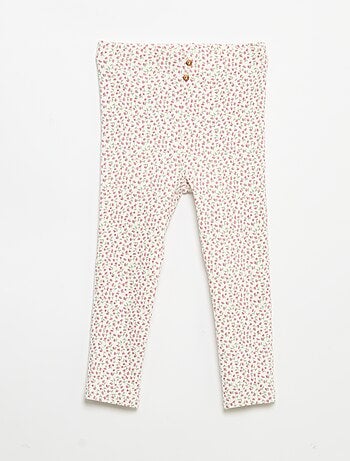 Lange legging van ribtricot met motiefje