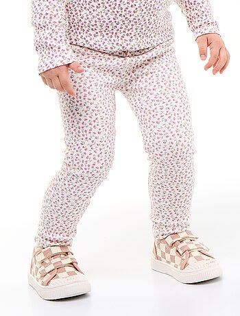 Lange legging van ribtricot met motiefje