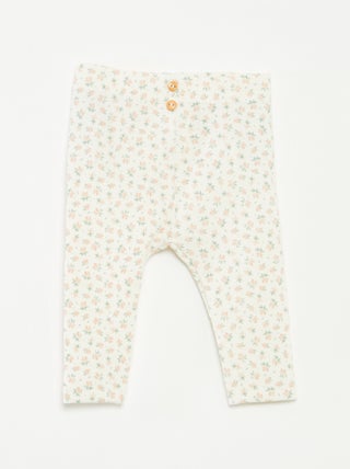 Lange legging van ribtricot met motiefje