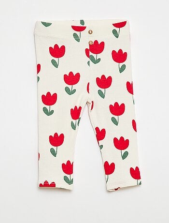 Lange legging van ribtricot met motiefje