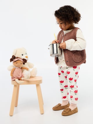 Lange legging van ribtricot met motiefje