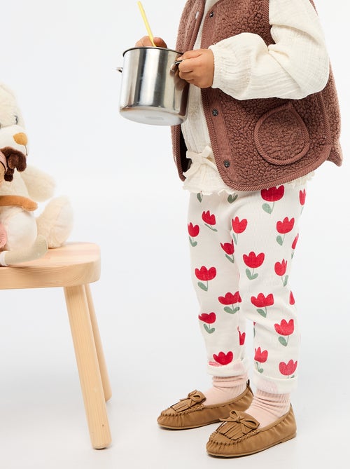 Lange legging van ribtricot met motiefje - Kiabi