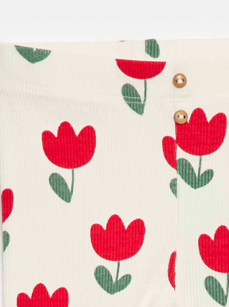 Lange legging van ribtricot met motiefje Wit - Kiabi