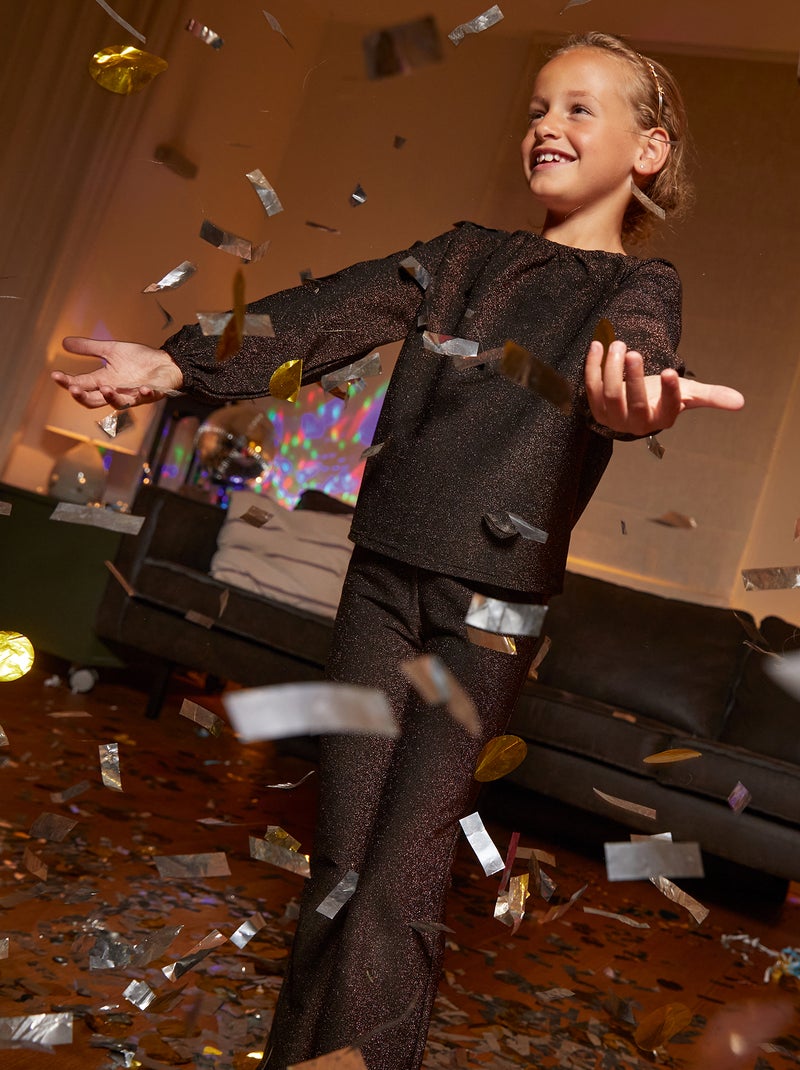Lange leggingbroek met glitters BRUIN - Kiabi