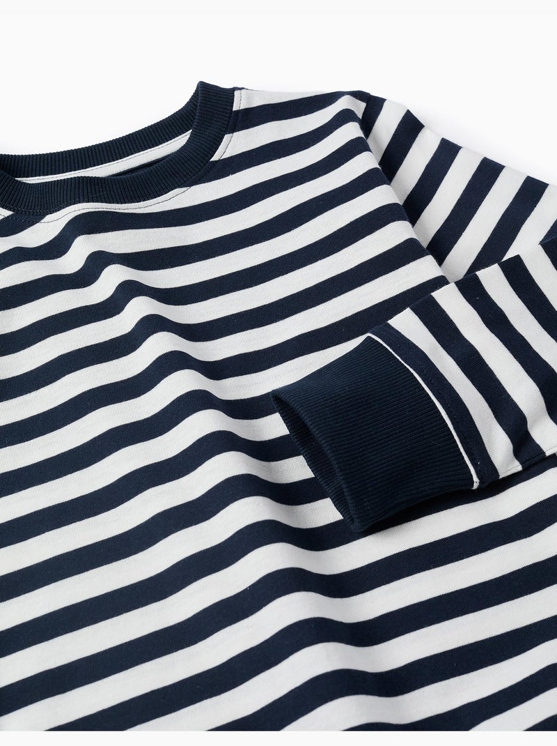 Lange mouw katoen t-shirt met strepen Donkerblauw - Kiabi