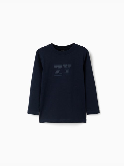 Lange mouw katoen t-shirt met ZY print - Kiabi Lange mouw katoen t-shirt met ZY print - Kiabi