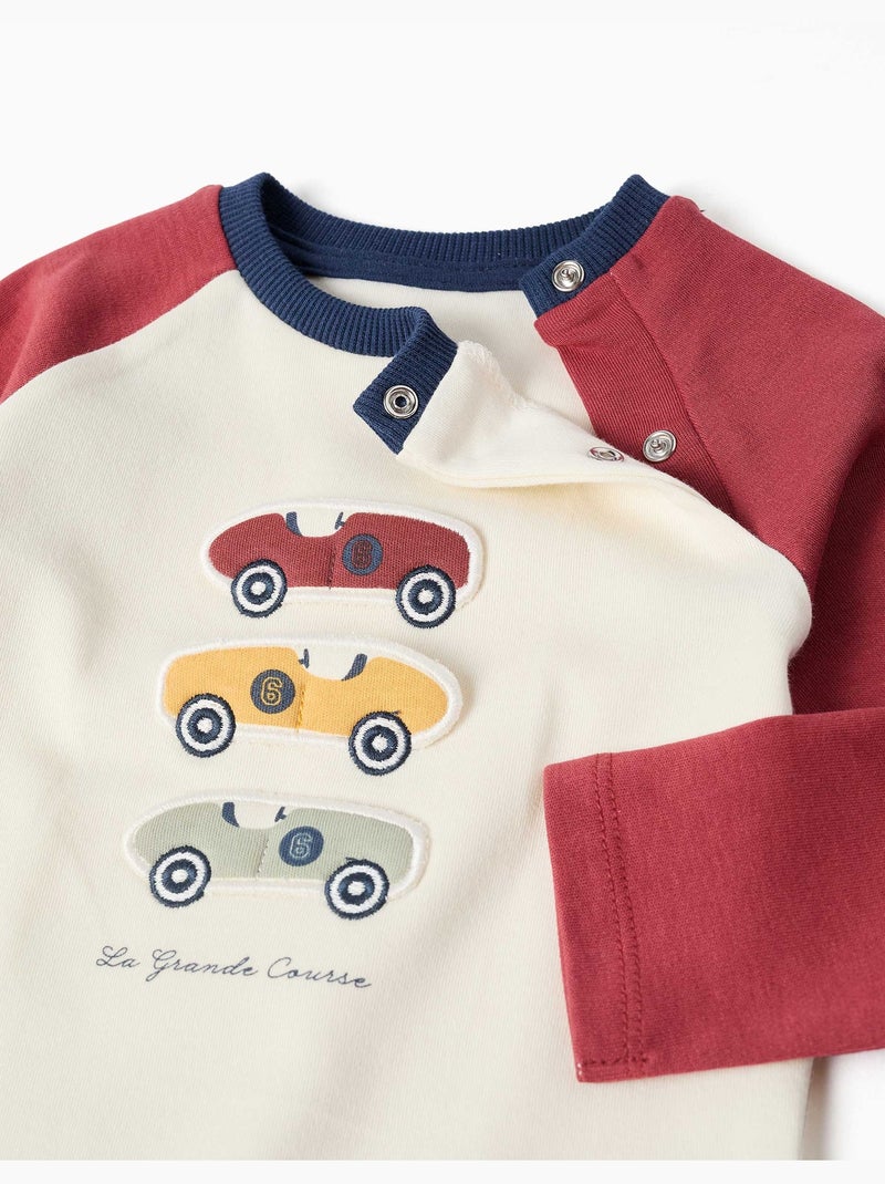 Lange mouw katoenen pyjama met raceauto's Donkerrood - Kiabi