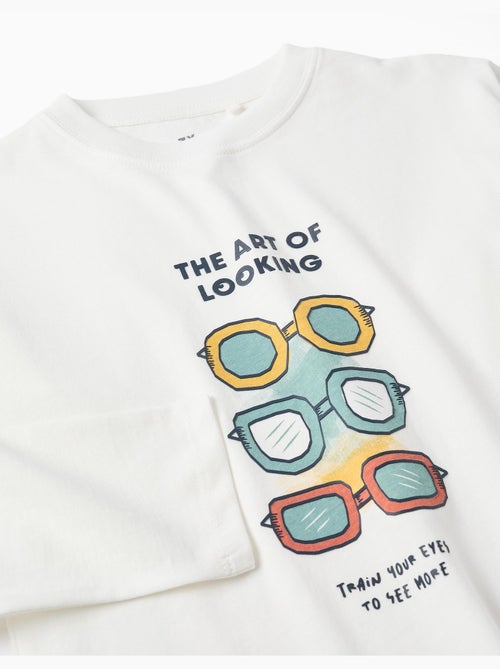 Lange mouw katoenen t-shirt met Art of Looking print - Kiabi Lange mouw katoenen t-shirt met Art of Looking print - Kiabi