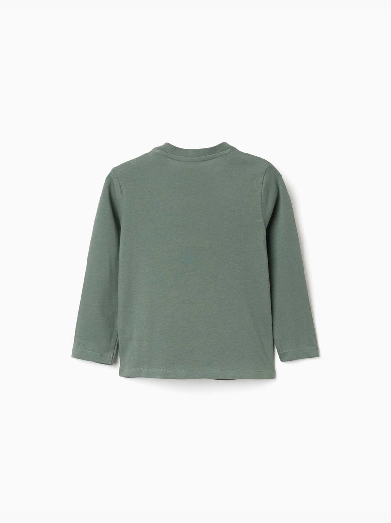 Lange mouw katoenen t-shirt met Paddington Donkergroen - Kiabi