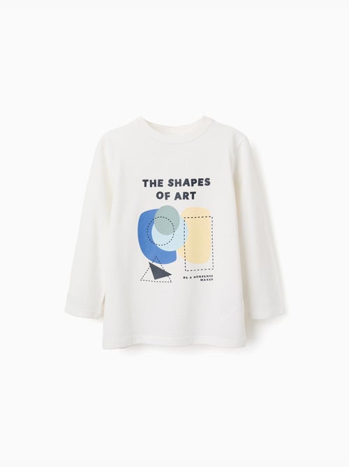 Lange mouw katoenen t-shirt met Shapes print - Kiabi Lange mouw katoenen t-shirt met Shapes print - Kiabi