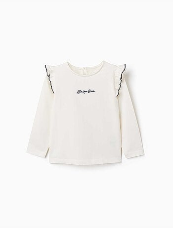 Lange mouw t-shirt met ruches en borduurwerk