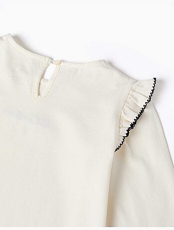 Lange mouw t-shirt met ruches en borduurwerk