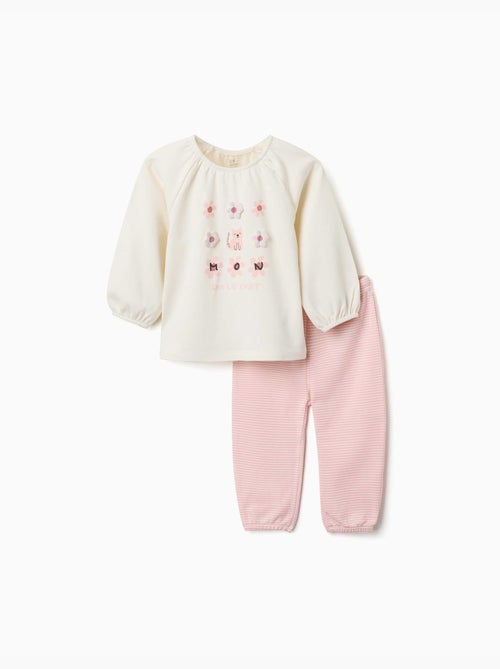 Lange mouwen katoenen pyjama met bloemen - Kiabi