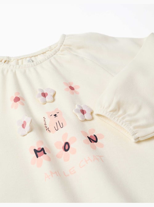 Lange mouwen katoenen pyjama met bloemen - Kiabi