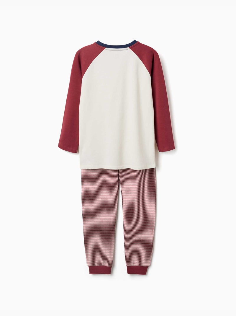 Lange mouwen katoenen pyjama met gewatteerd masker Donkerrood - Kiabi