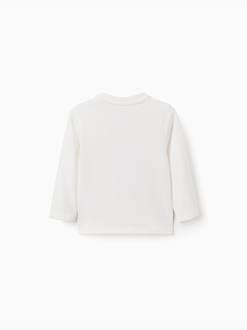 Lange mouwen katoenen t-shirt met berenprint Wit - Kiabi