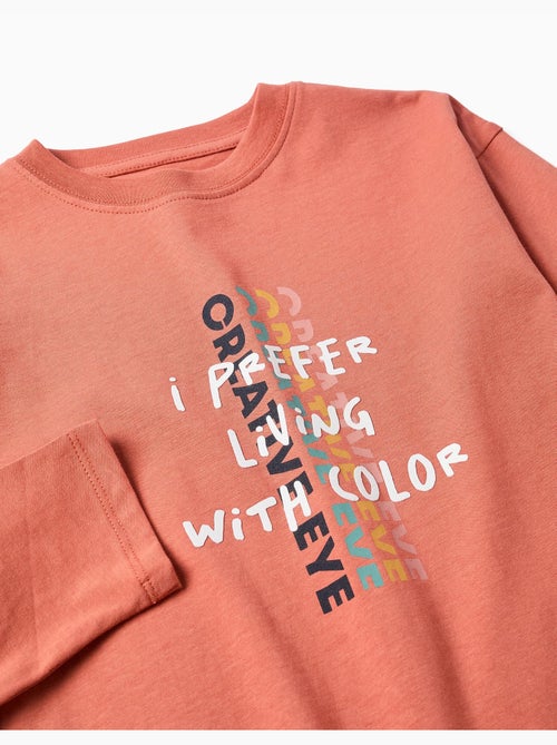Lange mouwen katoenen t-shirt met Creative Eye-print - Kiabi Lange mouwen katoenen t-shirt met Creative Eye-print - Kiabi