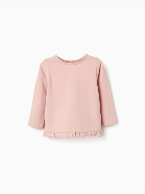 Lange mouwen katoenen T-shirt met gerafelde zoom - Kiabi
