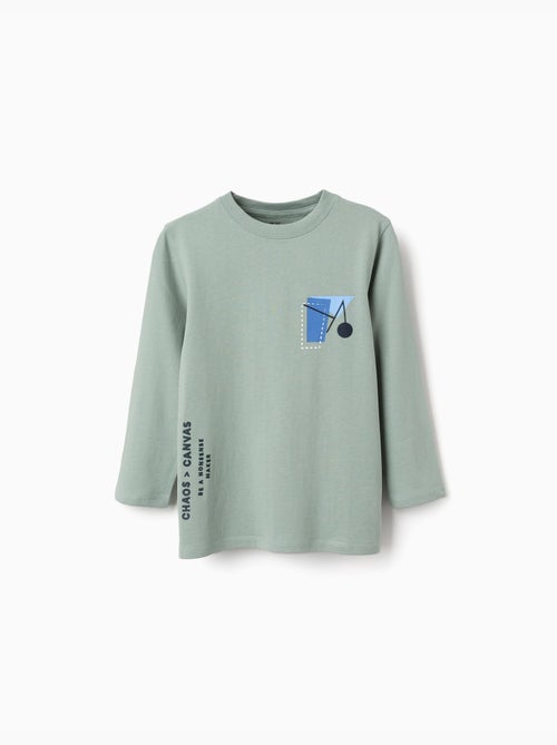 Lange mouwen katoenen t-shirt met Shapes print - Kiabi Lange mouwen katoenen t-shirt met Shapes print - Kiabi