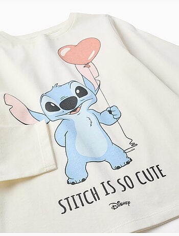 Lange mouwen katoenen t-shirt met stitch is cute print