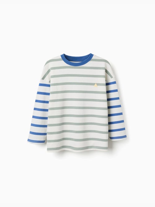 Lange mouwen katoenen t-shirt met strepen - Kiabi Lange mouwen katoenen t-shirt met strepen - Kiabi