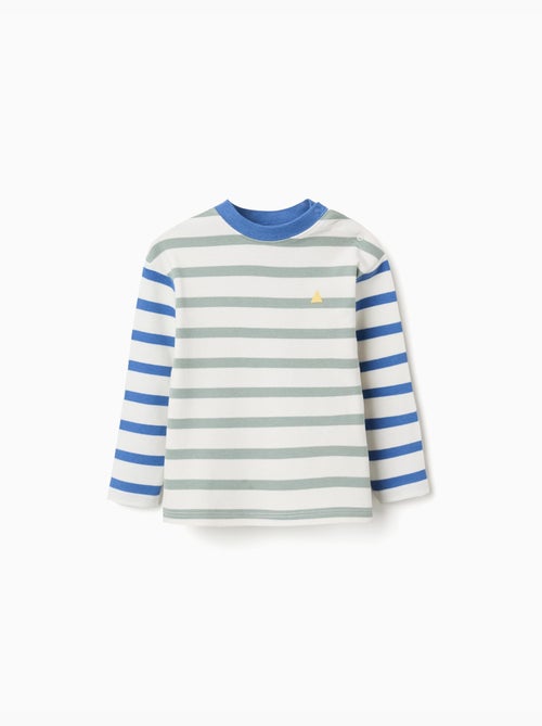 Lange mouwen katoenen t-shirt met strepen - Kiabi