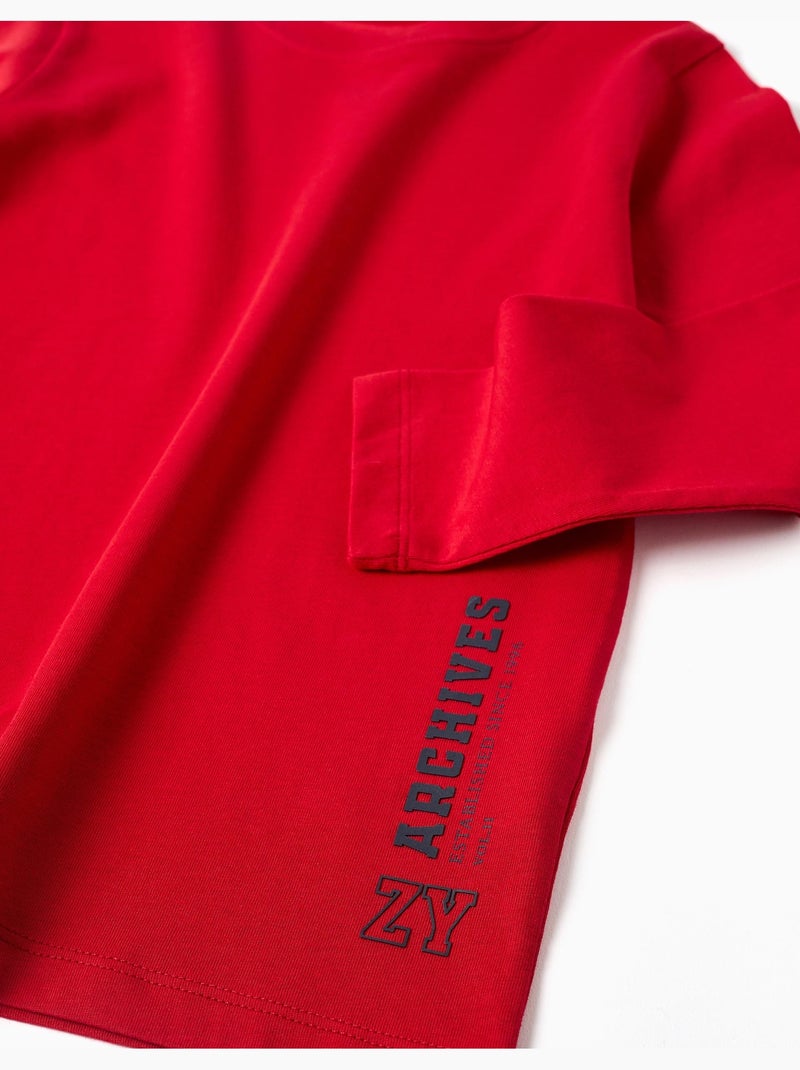 Lange mouwen katoenen t-shirt met ZY print Rood - Kiabi
