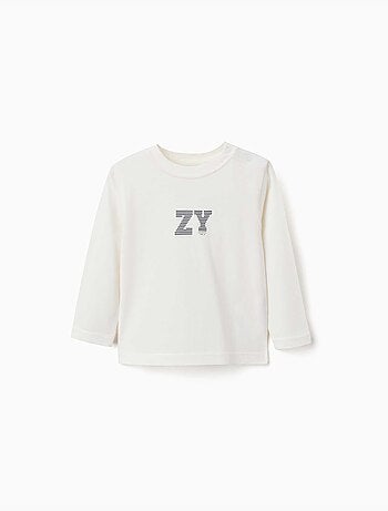 Lange mouwen katoenen t-shirt met zy reliëfprint