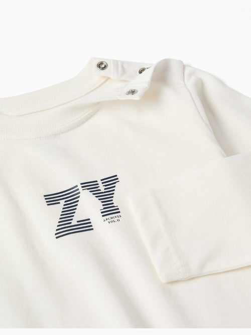 Lange mouwen katoenen T-shirt met ZY reliëfprint - Kiabi