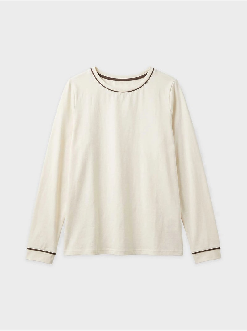 Lange mouwen t-shirt met contrasterende biezen Beige - Kiabi