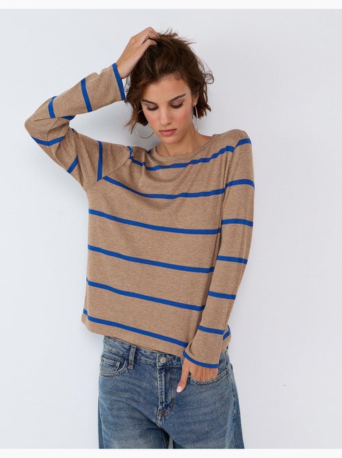 Lange mouwen t-shirt strepen, mo fashion - Kiabi Lange mouwen t-shirt strepen, mo fashion - Kiabi