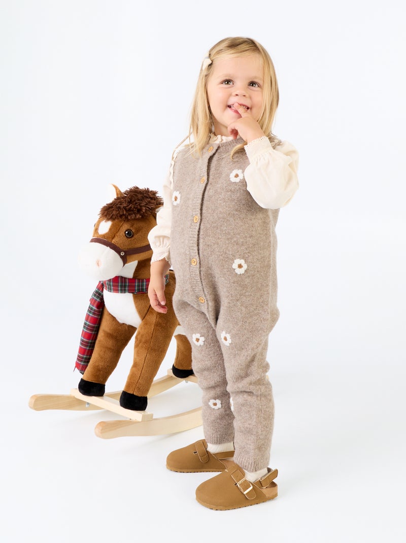 Lange mouwloze jumpsuit van tricot Beige - Kiabi