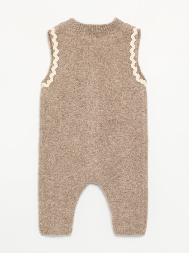 Lange mouwloze jumpsuit van tricot Beige - Kiabi
