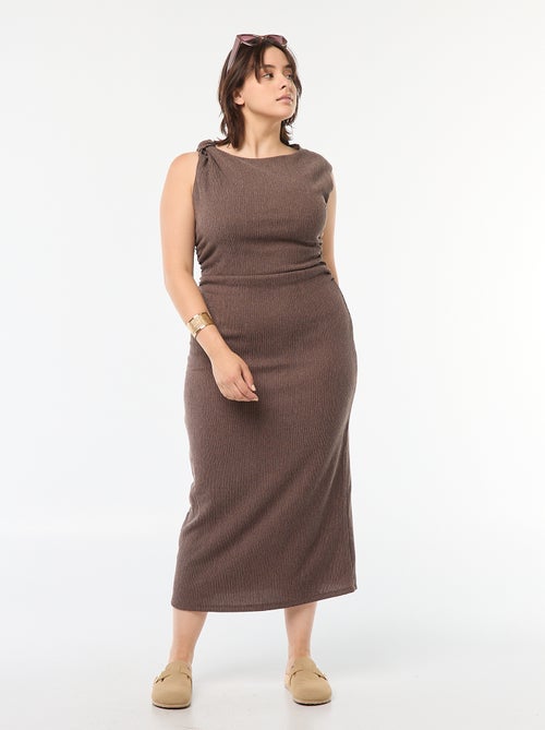 Lange, mouwloze jurk met wafeltextuur - Kiabi