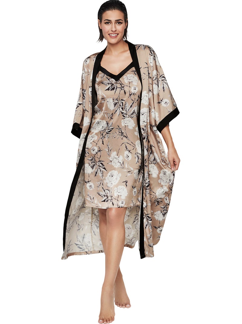 Lange negligé driekwart mouwen malitzia Beige - Kiabi