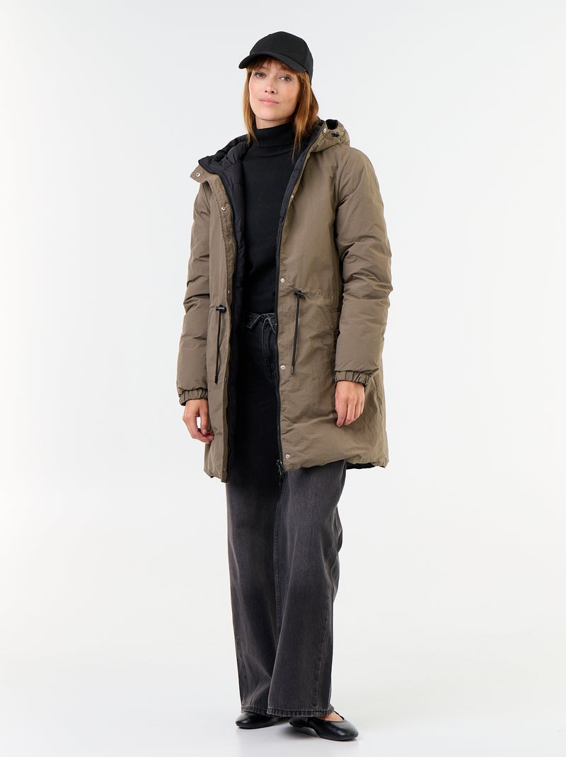 Lange omkeerbare parka Kaki - Kiabi