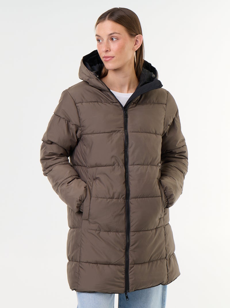 Lange omkeerbare parka Zwart - Kiabi