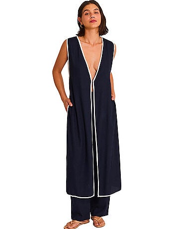 Lange open gilet broek strandoutfit nautilus
