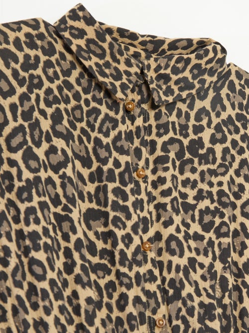 Lange overhemdjurk met luipaardprint - adaptieve collectie - Kiabi
