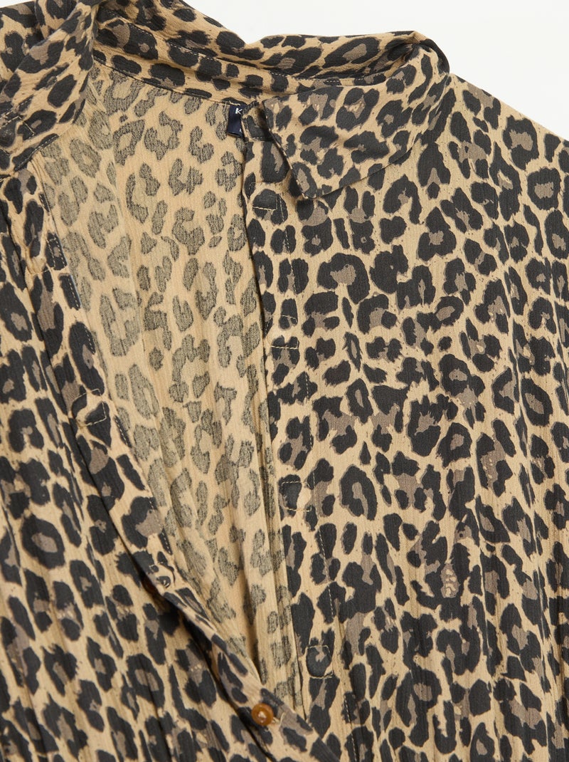 Lange overhemdjurk met luipaardprint - adaptieve collectie Biege - Kiabi